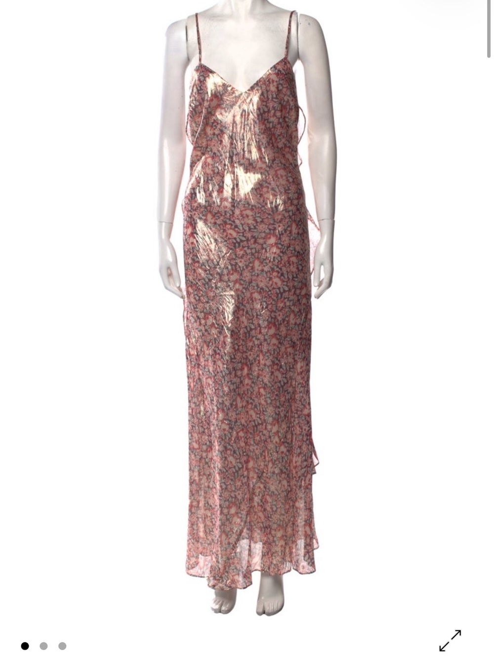 LoveShackFancy Metallic Silk Floral Maxi Dress - Size XS